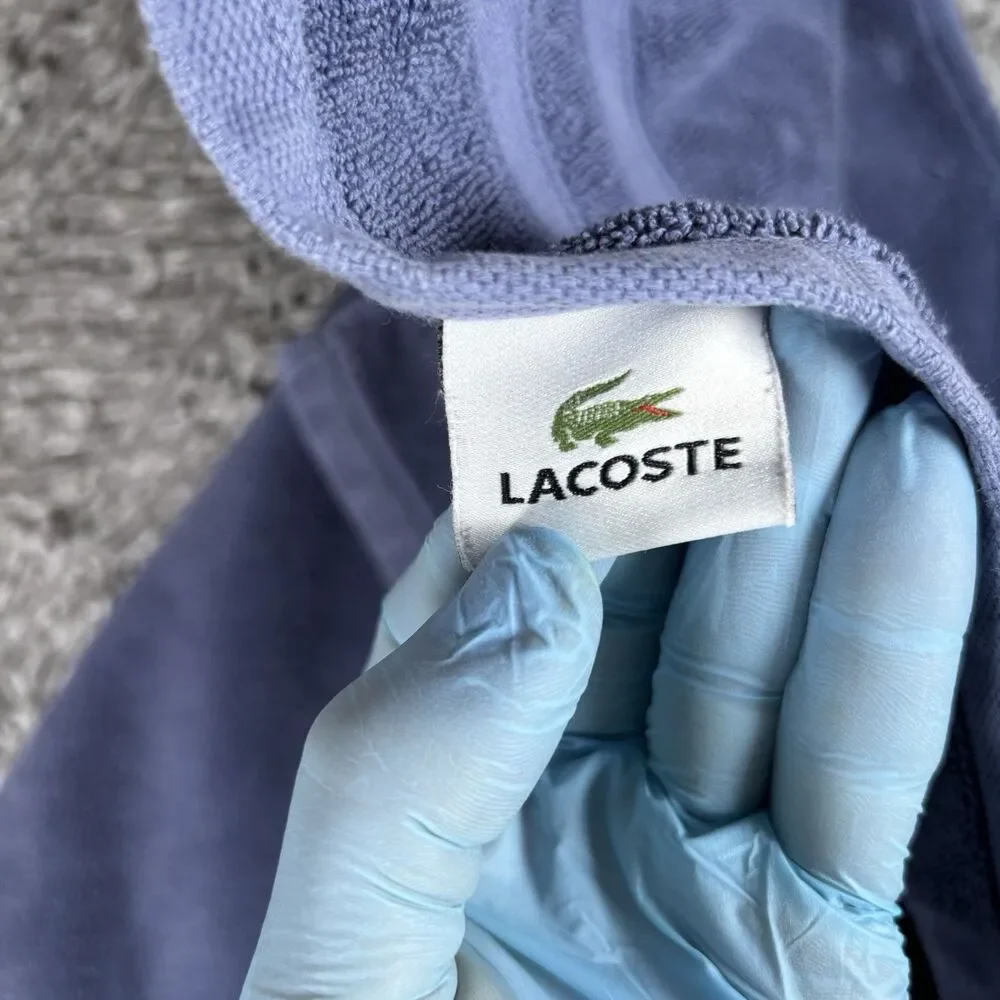 Lacoste Bath Towel Baby Blue Designer Shower Embroidered Logo Alligator